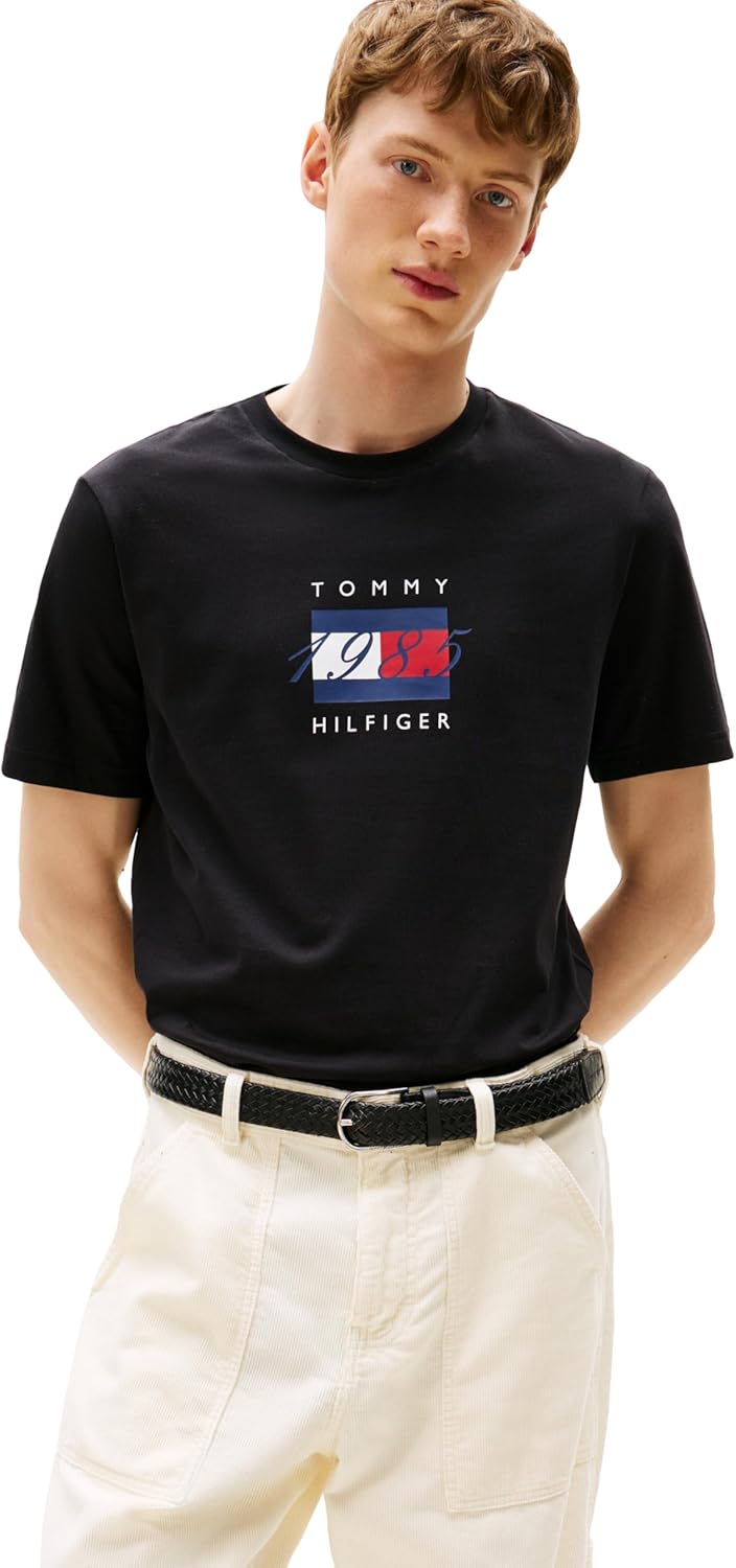 

Мужские хлопковые футболки Tommy Hilfiger с коротким рукавом и принтом в виде линейного флага, Black, Черный, Мужские хлопковые футболки Tommy Hilfiger с коротким рукавом и принтом в виде линейного флага, Black
