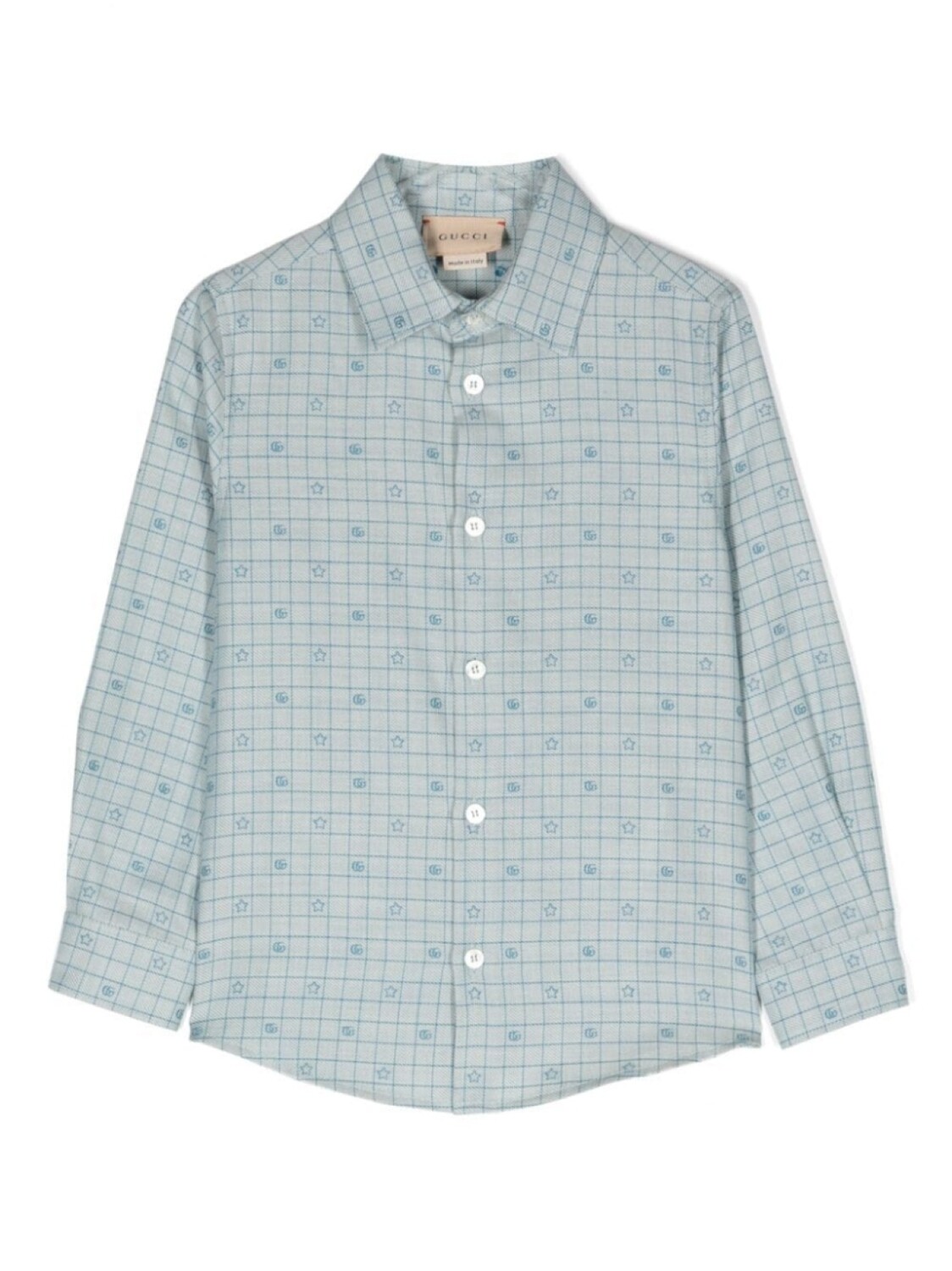 

Gucci Kids monogram-print button-up shirt, синий