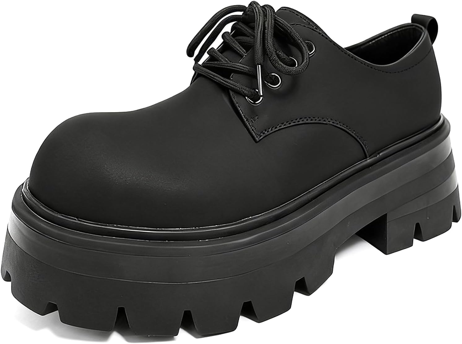 

Мужские кожаные туфли дерби на платформе, удобные классические с круглым носком, шнуровкой, массивные каблуки, оксфорды с нескользящей толстой подошвой, увеличивающие рост, нарядные туфли Bangteuo, черный