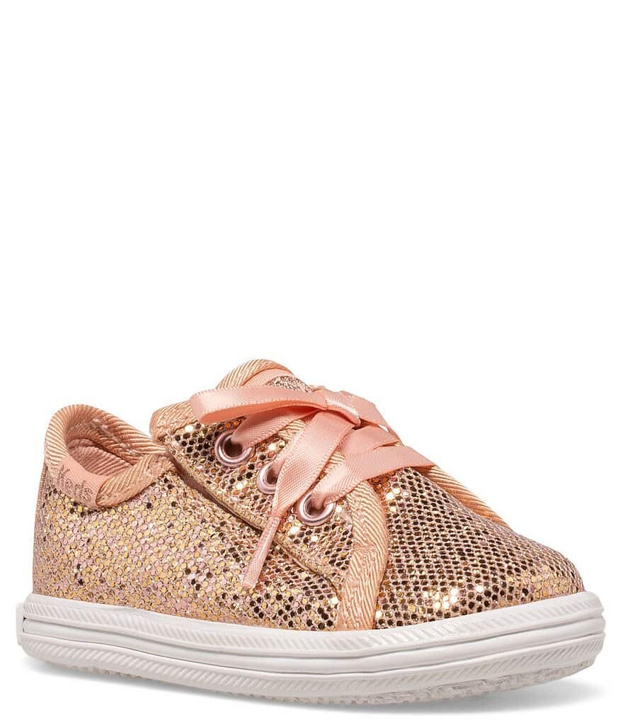 

Кроссовки Keds Girls' Kickstart Celebrations с блестящей альтернативной застежкой для детской кроватки (для младенцев), розовый