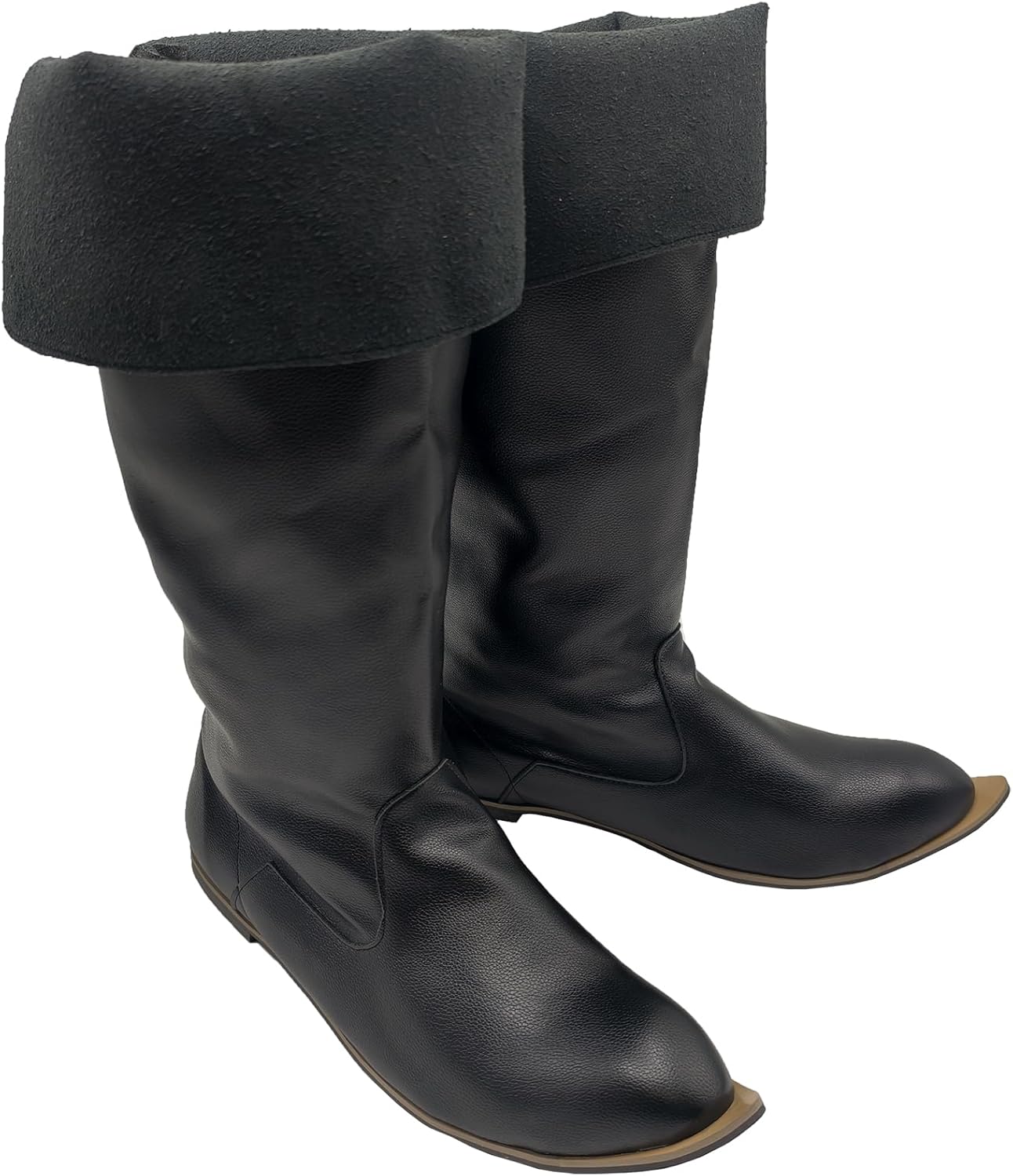 

Мужские средневековые ренессансные ботинки для костюма пирата, викинга, готические ботинки из искусственной кожи с заостренным носком и высокой голенью на шнуровке Junqiako, черный