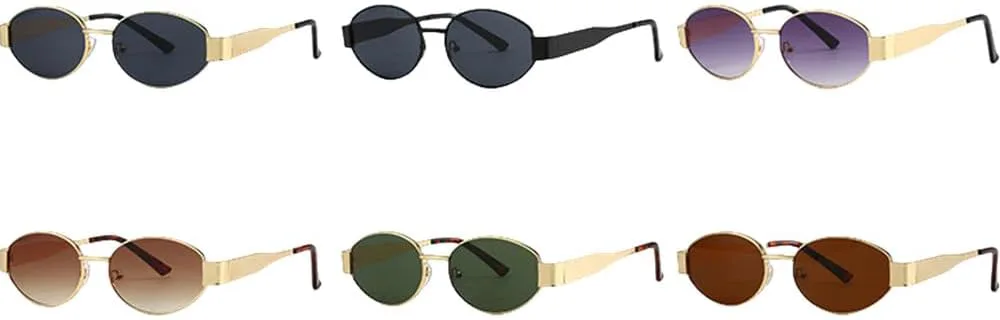 

Ретро-солнцезащитные очки овальной формы для женщин и мужчин, модные, в металлической оправе, винтажные, с защитой от УФ-излучения UV400 generic, Gold Tea