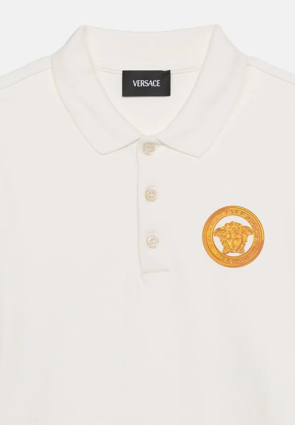 Футболка-Поло унисекс с изображением медузы Versace, White/Gold-Coloured — фото 4