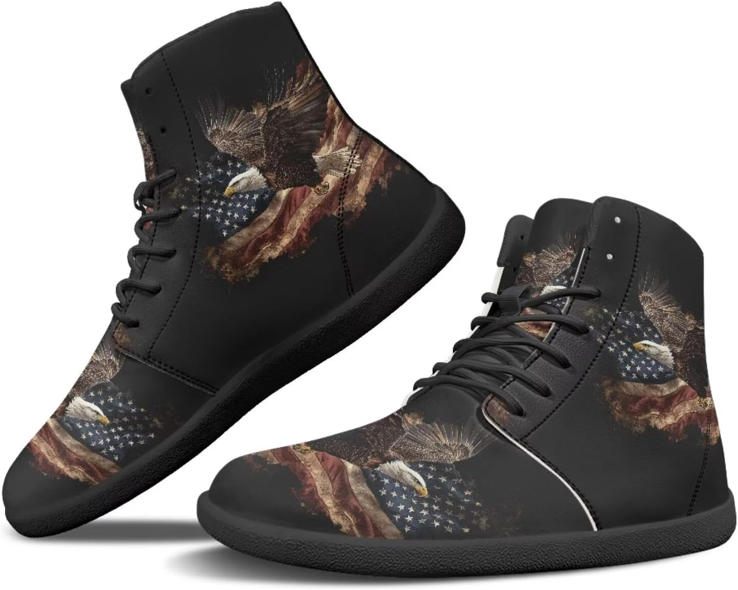 

Женские высокие кеды JoyLamoria с мраморным рисунком, спортивные туфли для ходьбы и тенниса, кожаные минималистичные обувь на шнуровке для улицы, Bold Eagle American Flag
