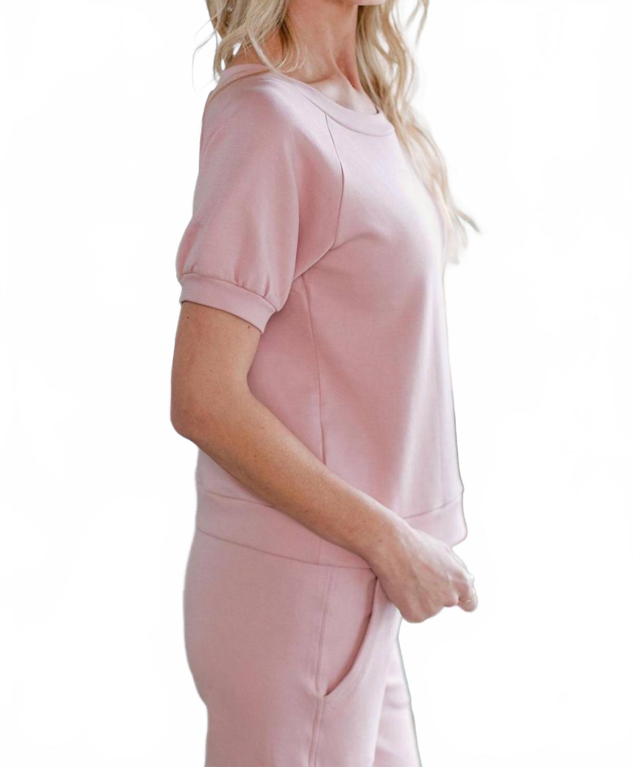 

Толстовка Berkeley Puff с короткими рукавами из бамбука и органического хлопка реглан цвета «розовый лотос» Yala