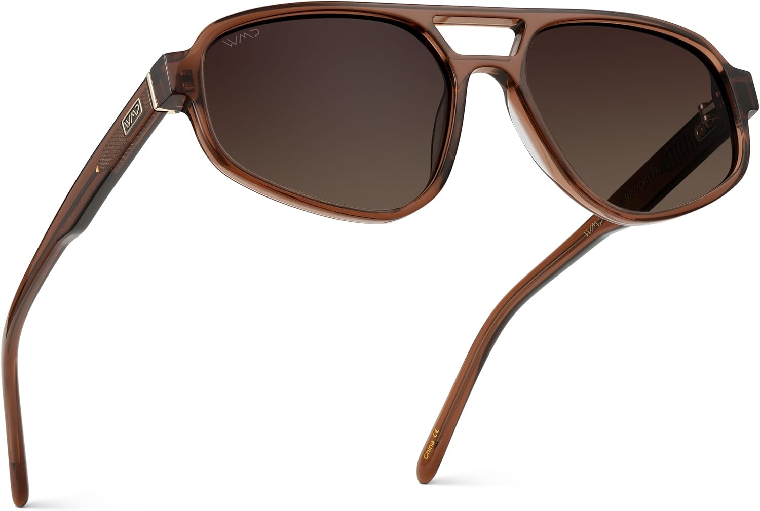 

Солнцезащитные очки WearMe Pro WMP Eyewear — женские ретро-очки-авиаторы с двойной перемычкой, поляризованные линзы, легкие, обеспечивают полную защиту от УФ-излучения, Crystal Brown / Dark Beige Gradient Lens