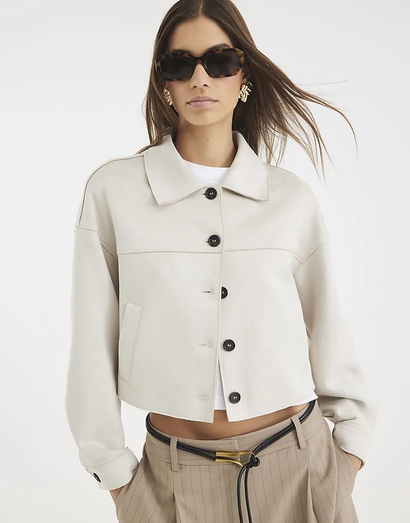 

Рубашка из искусственной замши River Island цвета «камень» - светлая