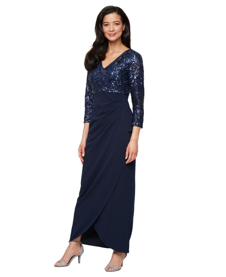 

Женское платье с V-образным вырезом и завышенной талией SL Fashions, Navy