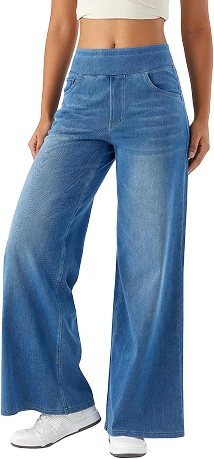 

Брюки-багги для женщин Stretchy High Waisted Wide Leg