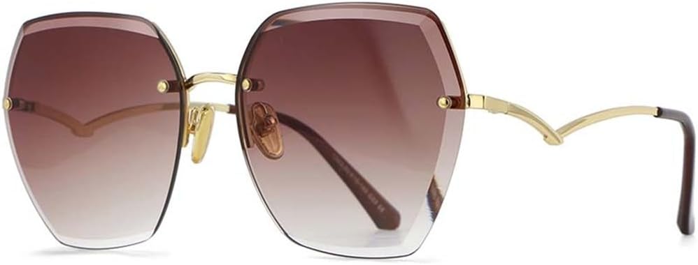 

Женские солнцезащитные очки неправильной формы с градиентным переходом цвета, модные женские солнцезащитные очки без оправы с металлическими изогнутыми дужками KTUCN, Dark Red