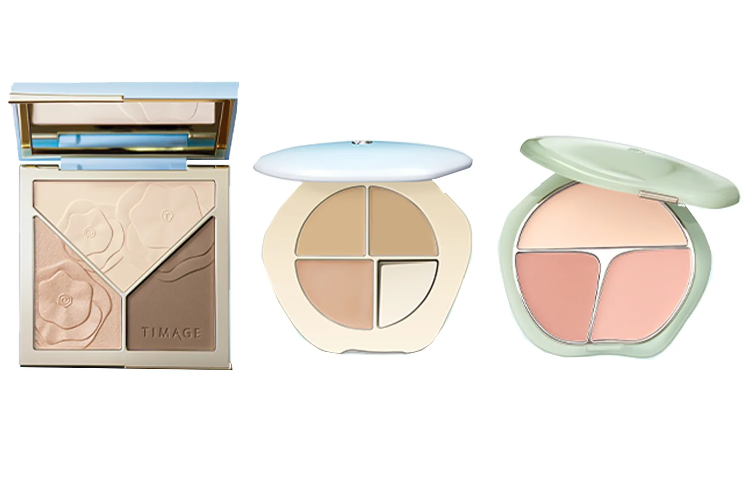 TIMAGE Набор корректоров для лица три в одном, (Suitable for Natural/Warm Skin Tones) Contouring Palette 01+Day Shadow Soft+Concealing Palette 01+Blush Palette 03