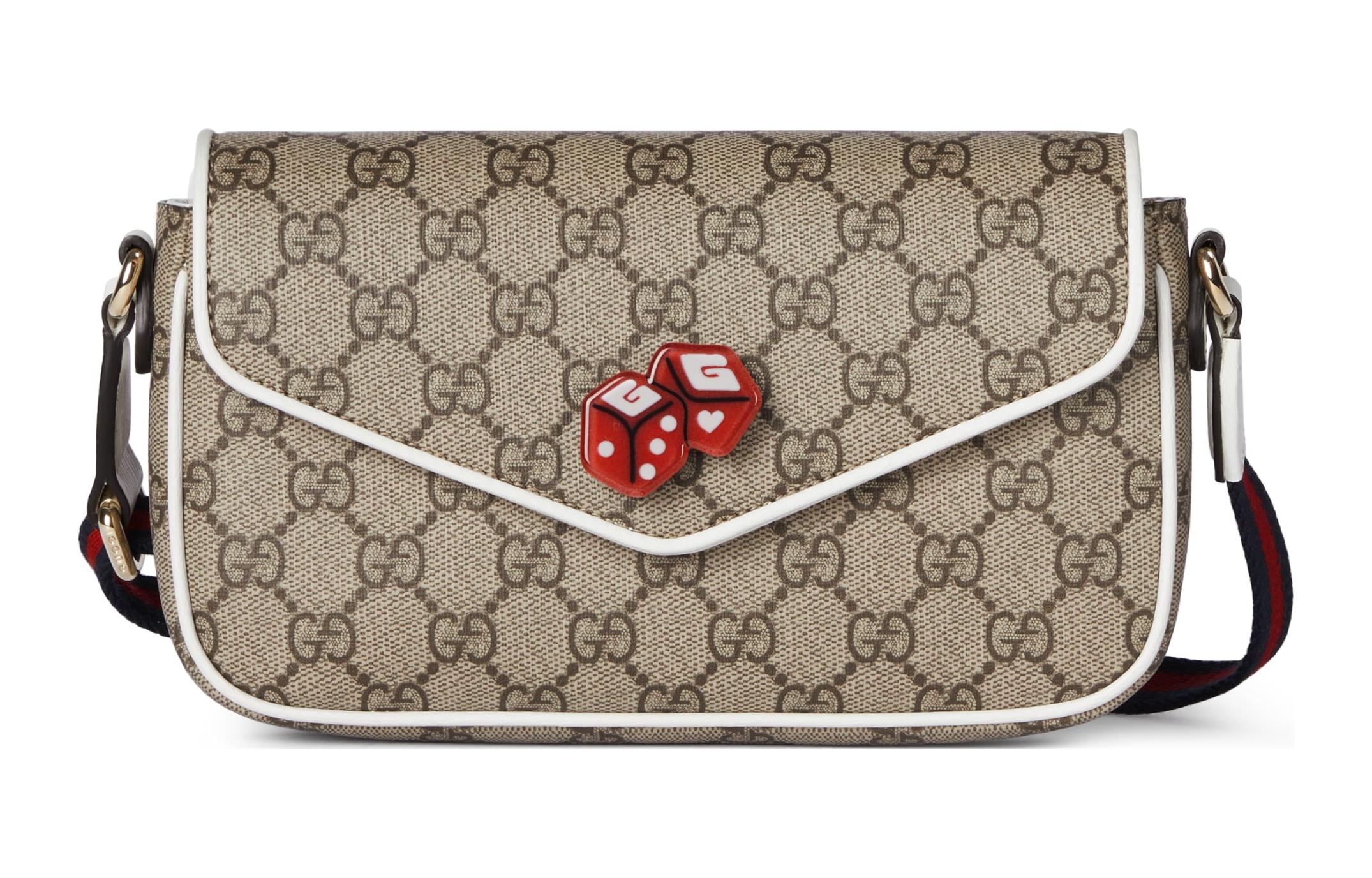 

GUCCI Кожаная сумка через плечо с канвасом женская бежевая и черная