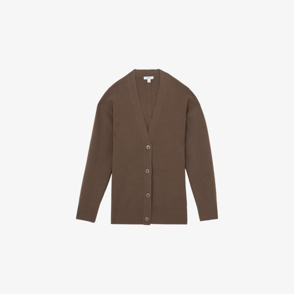 

Кардиган с V-образным вырезом Lucy вязаный Reiss, цвет mink