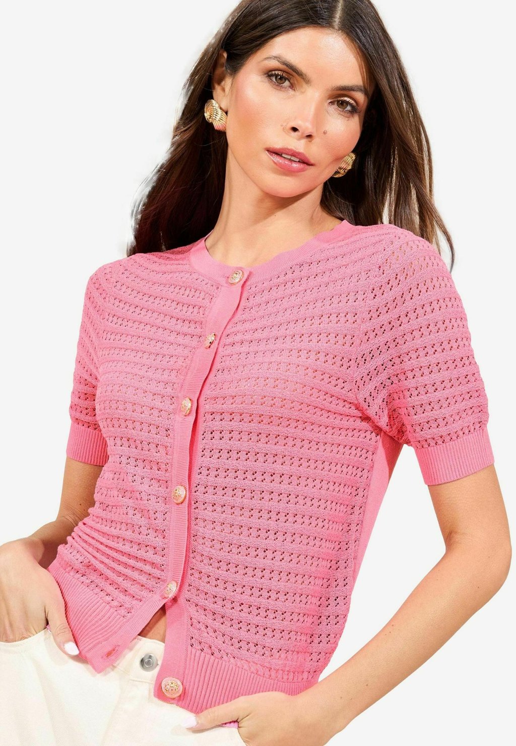 

Кардиган REGULAR FIT - STITCHY SHORT SLEEVE Lipsy, розовый