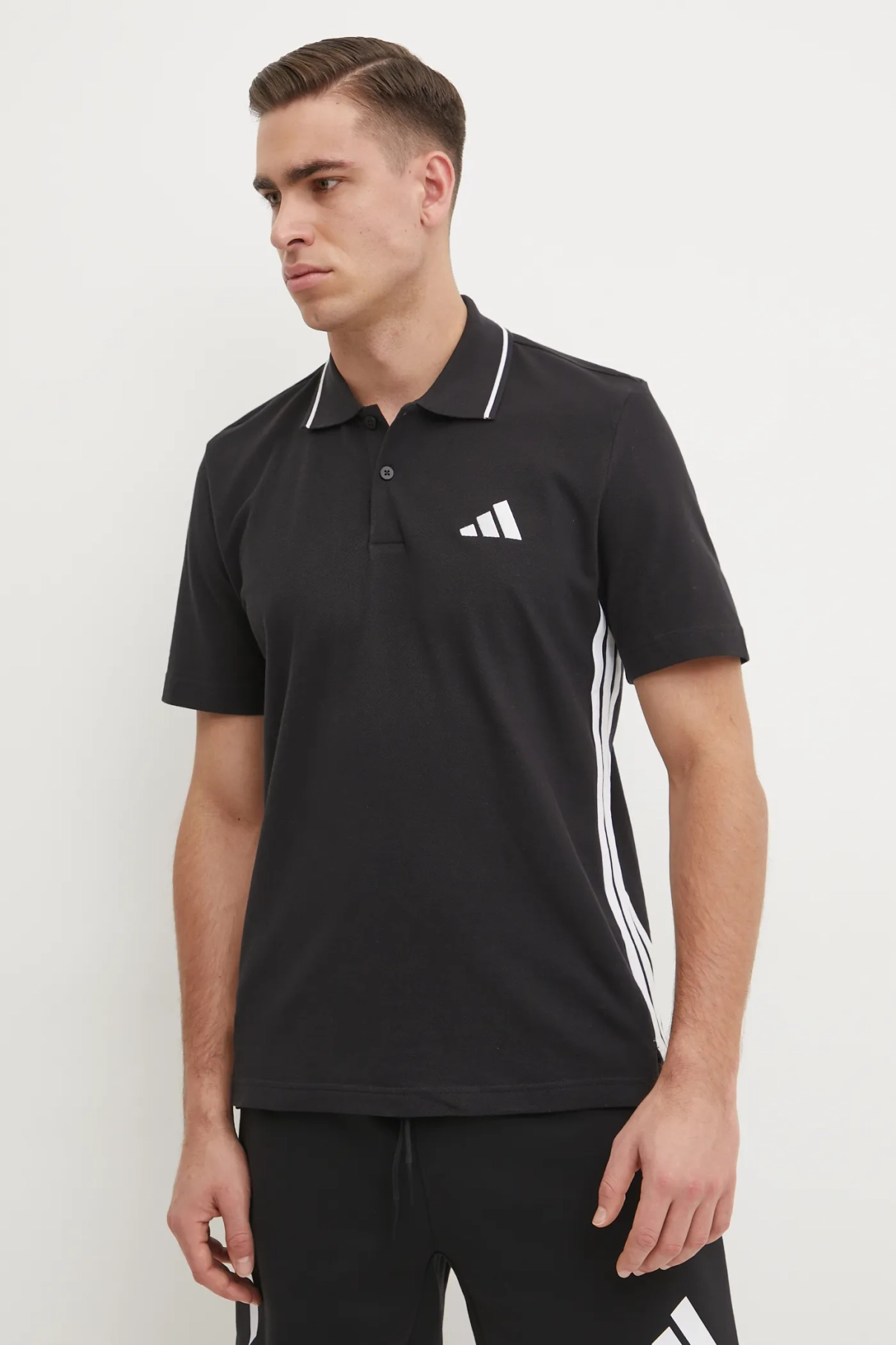 

Рубашка-поло Essentials из хлопка adidas, черный