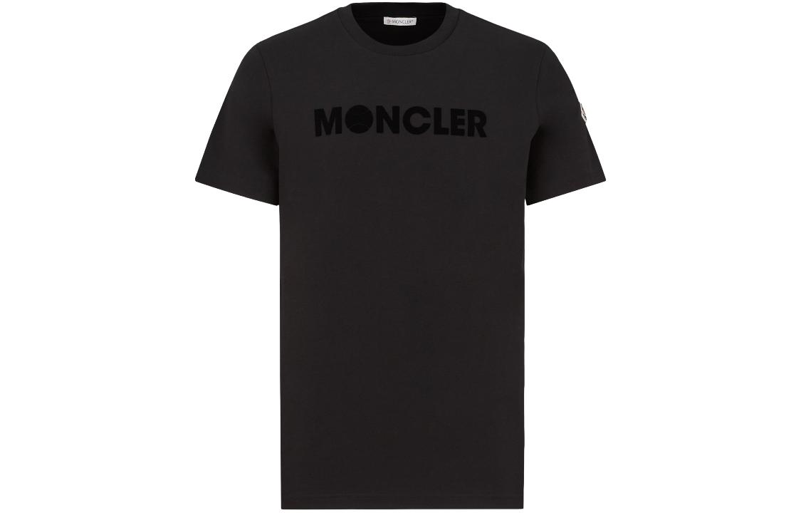 

Футболка Moncler из хлопка с логотипом аппликацией, черная