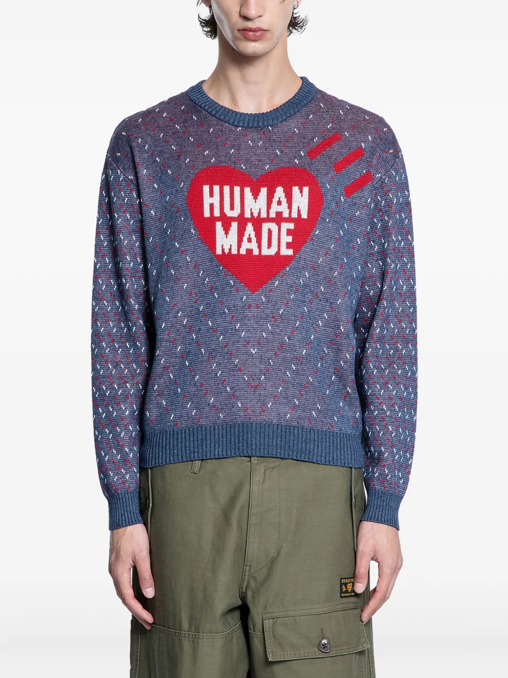

Джемпер с интарсией в виде сердца Human Made, синий