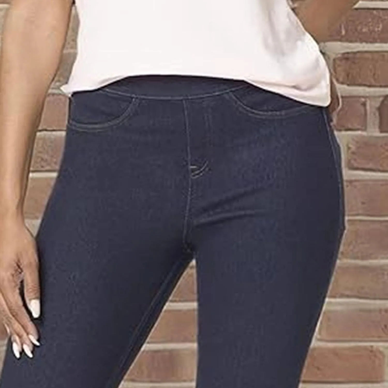 Джинсы для женщин Plus Size High Waisted Skinny с потертостями — фото 4