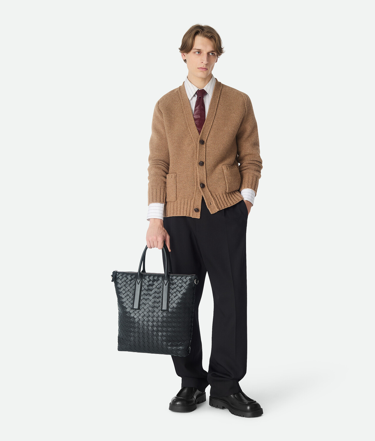 Intrecciato zipped north-south tote BOTTEGA VENETA, ардуаз (цвет) — фото 2