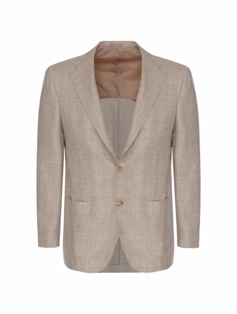 

Однобортный пиджак с узором Kiton, бежевый