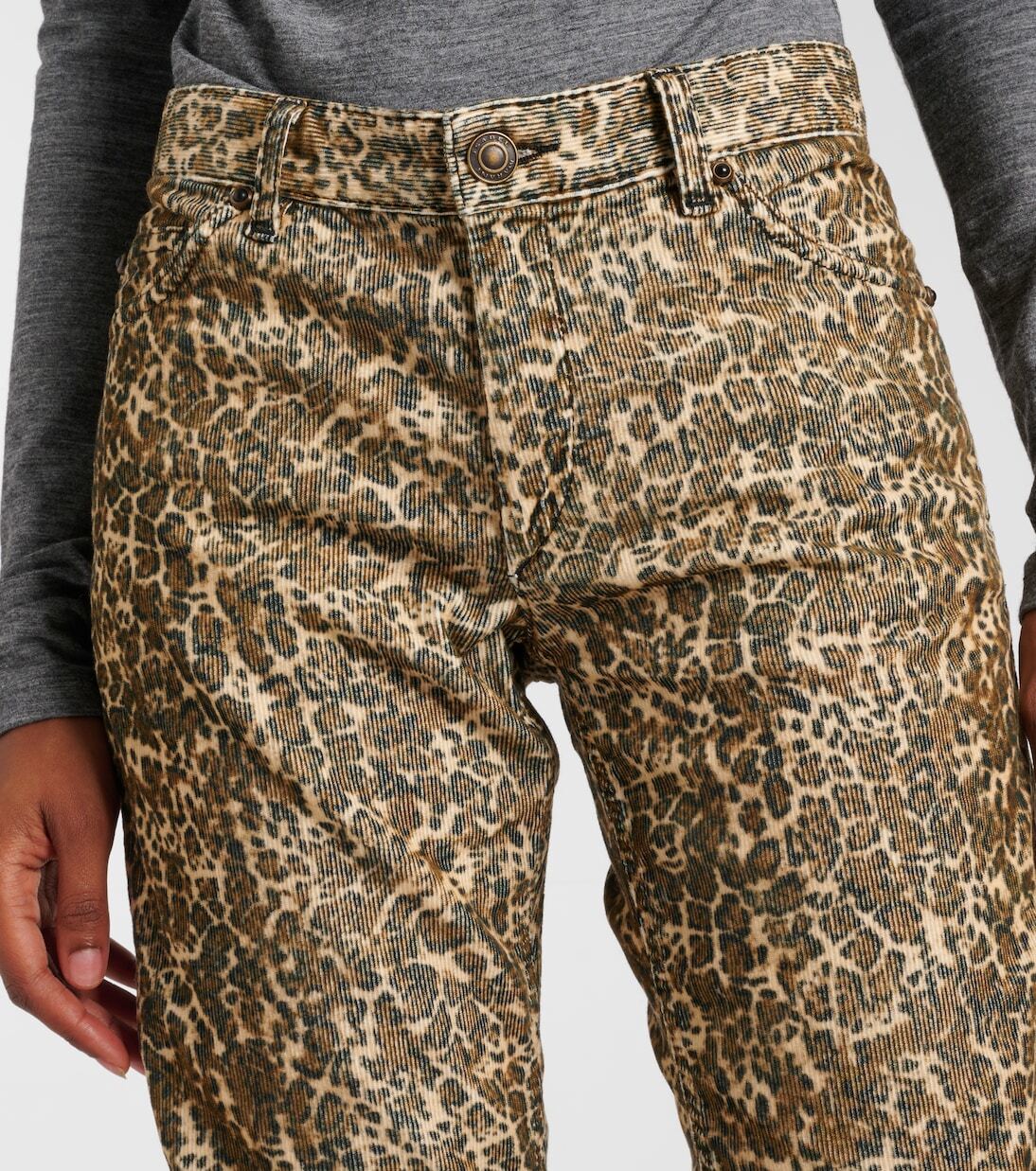 Прямые брюки из хлопкового вельвета Ferni Isabel Marant, Leopard — фото 4