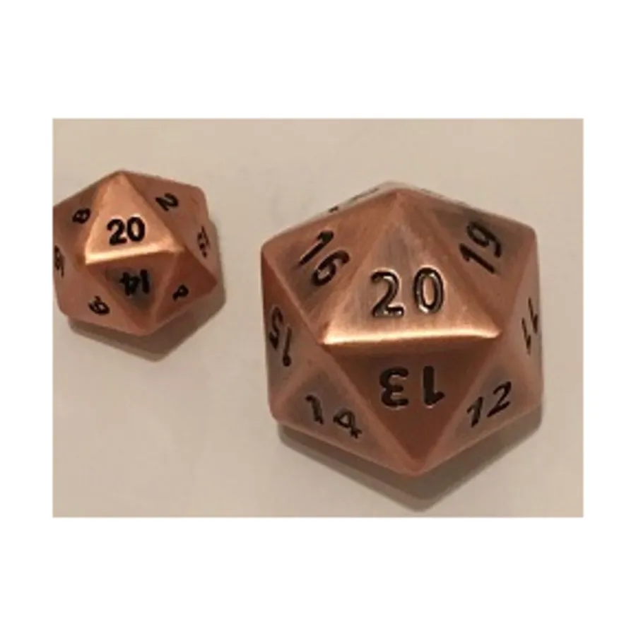 

Giant d20 — античная медь с курсивом, Dwarven Metal Dice