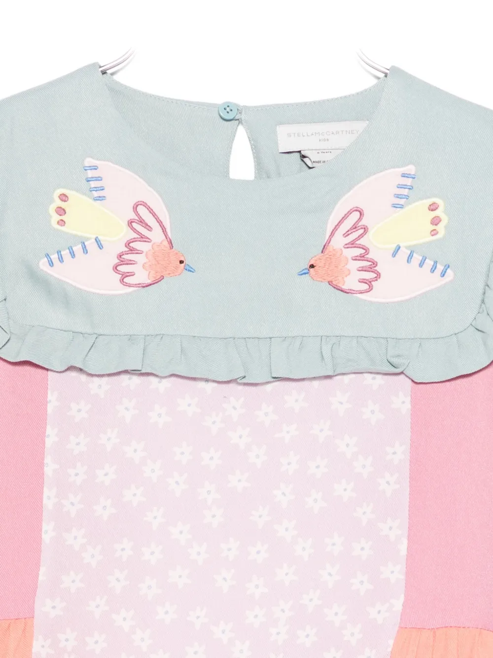 Блузка с вышивкой в виде птиц Stella Mccartney Kids, розовый — фото 3