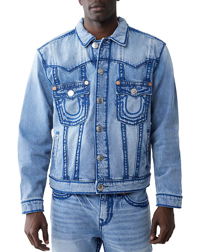

Джинсовая куртка Jimmy Regular Fit с декоративной строчкой "веревка" True Religion, синий