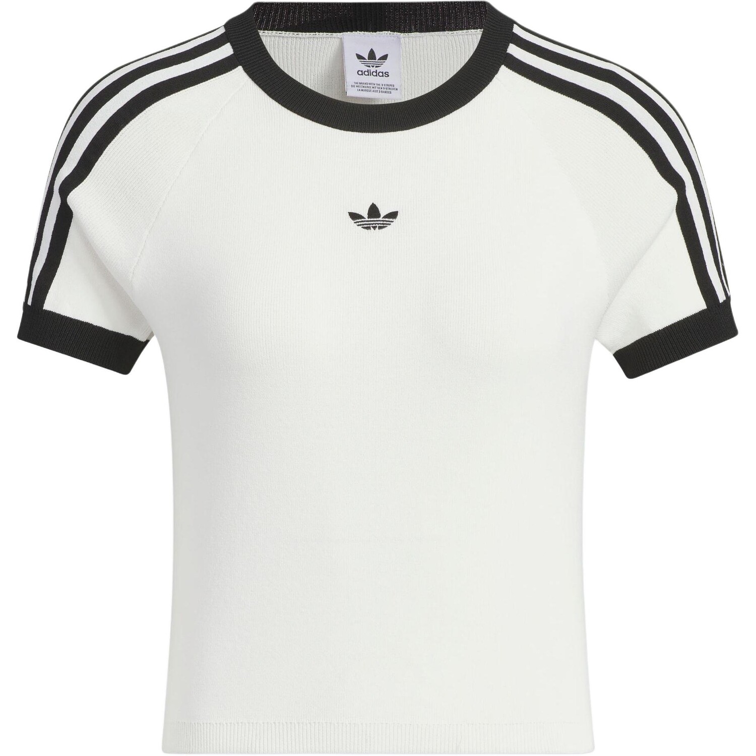 

Трикотажная футболка с рисунком в три полоски, белая Adidas Originals
