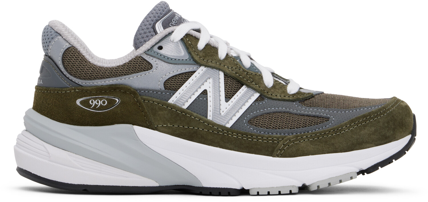 Кроссовки 990v6 зеленого и серого цвета, произведенные в США New Balance