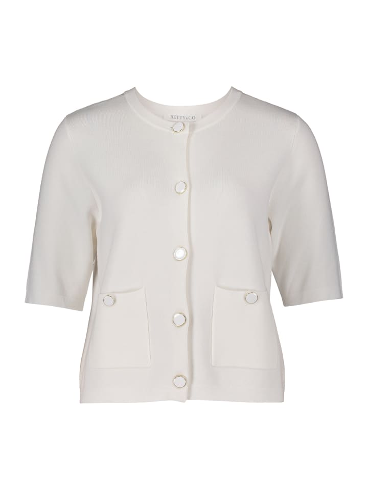 

Вязаный кардиган с планкой на пуговицах в кремово-белом цвете BETTY & CO