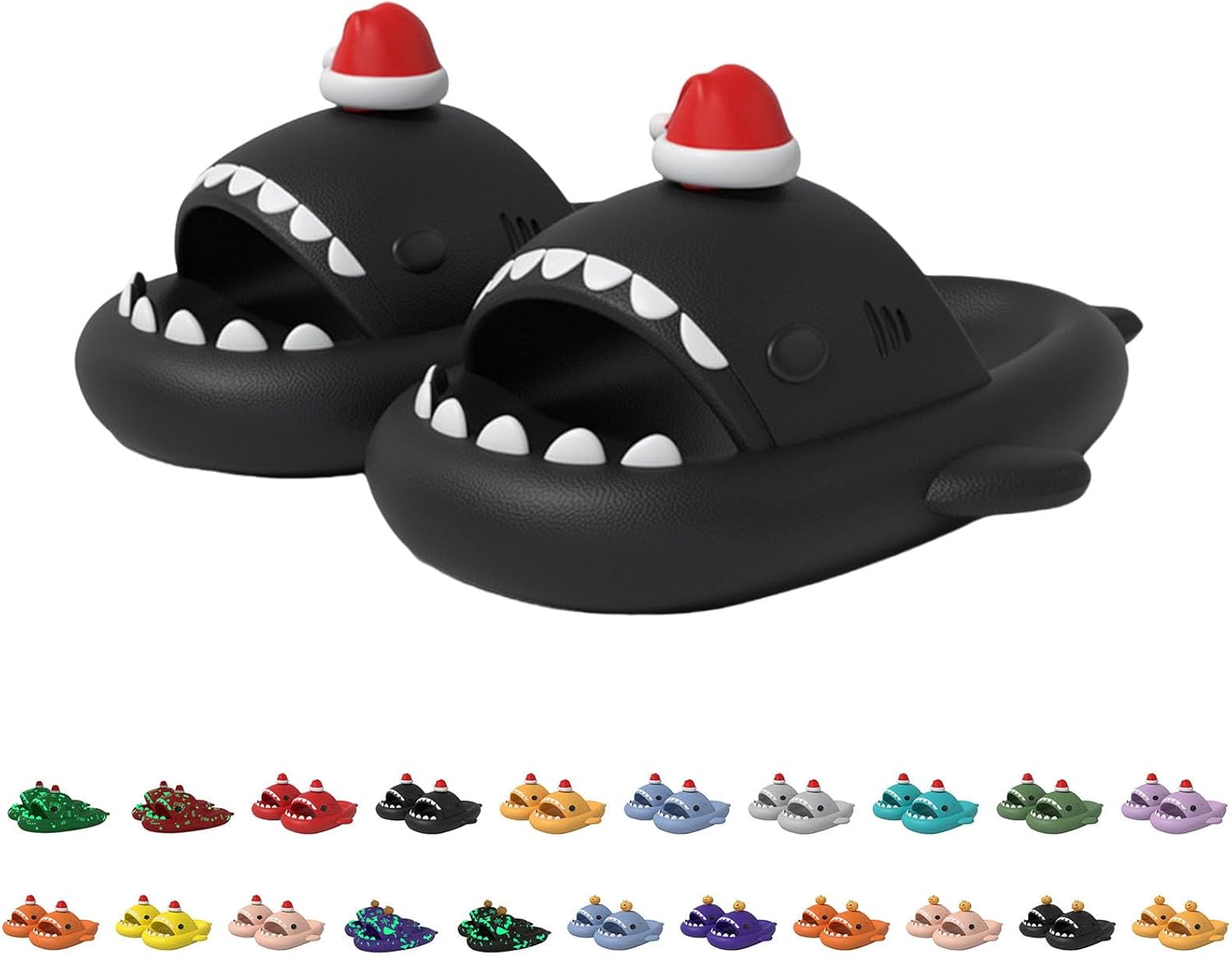 

Сланцы с акулой на Хэллоуин, рождественские сланцы с акулой, облачные сланцы с акулой 3D мультяшные тапочки для женщин и мужчин Generic, черный