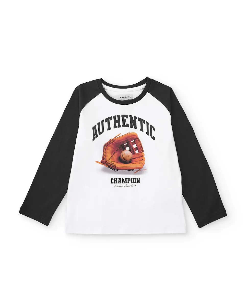 

Детский лонгслив с принтом бейсбольной перчатки Tuc tuc, белый