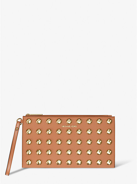 

Большой клатч Jet Set из зернистой кожи с заклепками Michael Kors, коричневый