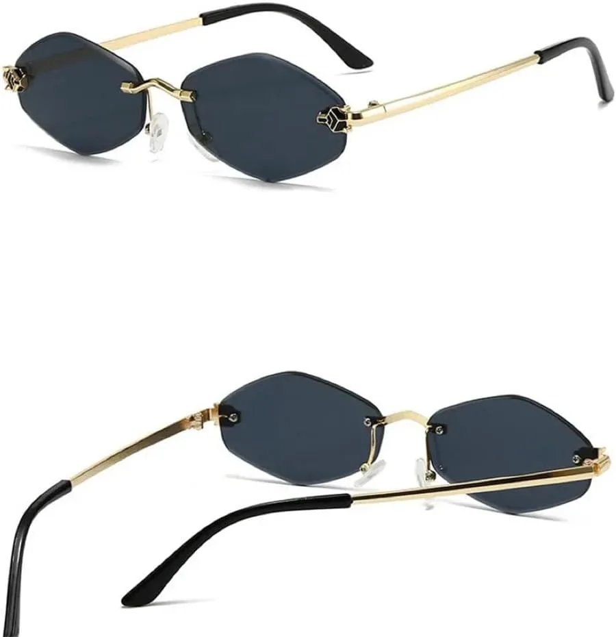 

Солнцезащитные очки без оправы с обрезанными краями, персонализированные солнцезащитные очки, защита от УФ-излучения, маленькая оправа UV400, UV400 JWMSXYQR, 06