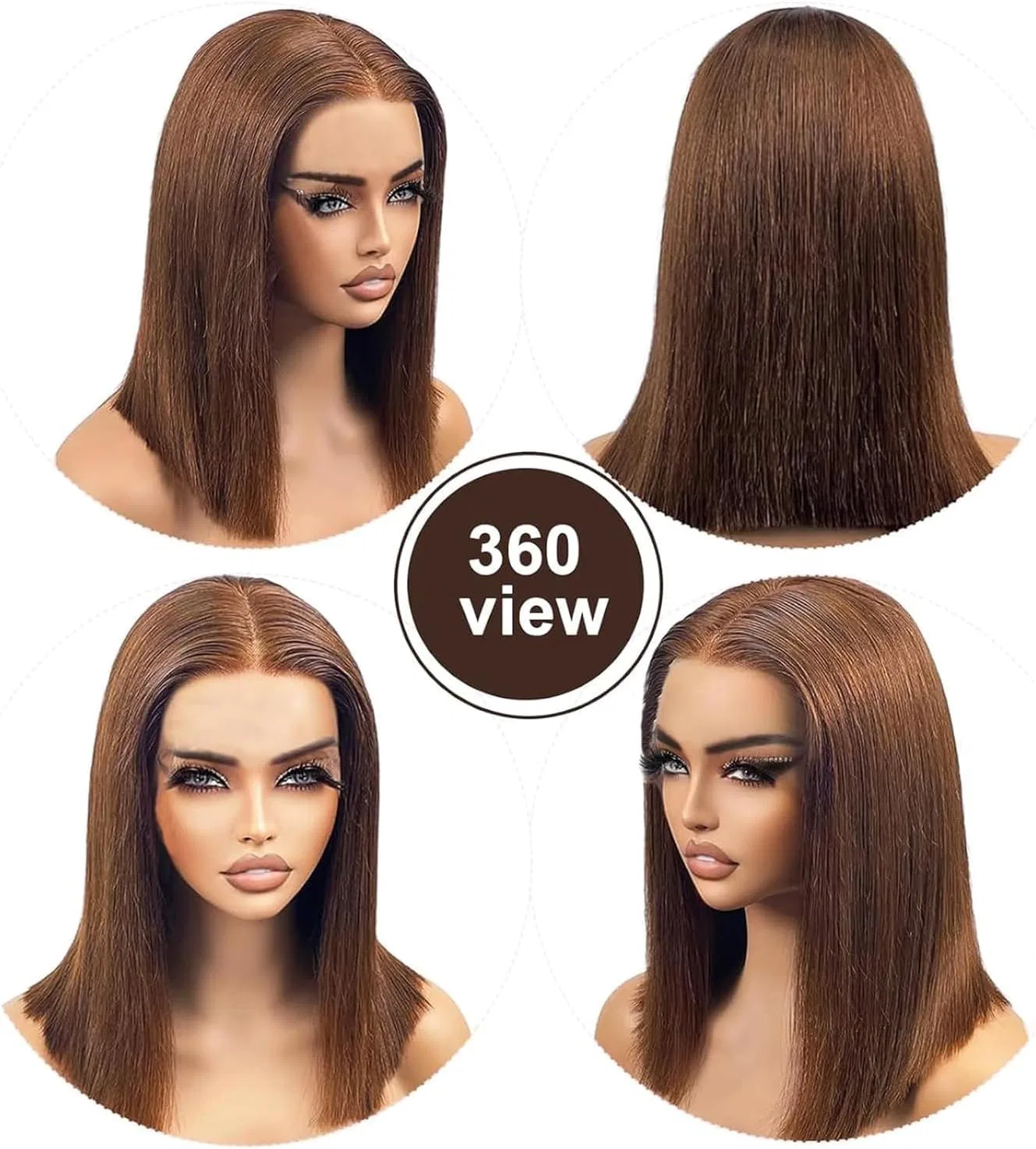 Женский парик «9x6 Straight Bob» из натуральных волос 35.5 см от Eool Eool, #4 Bob Wig — фото 2