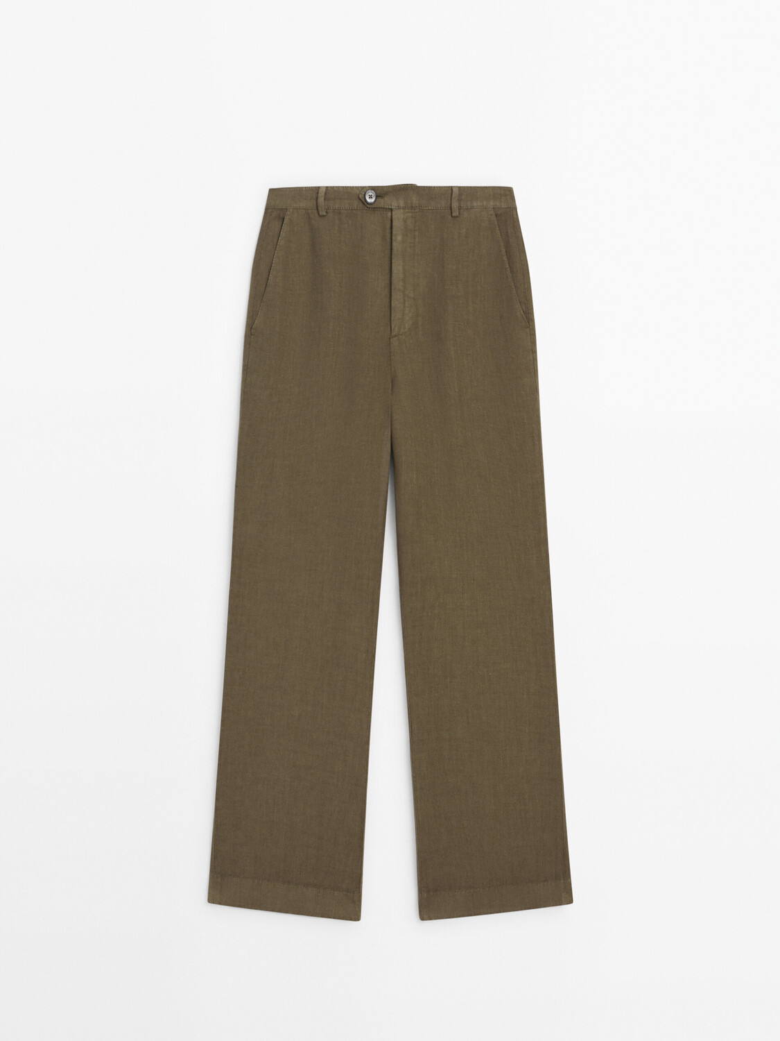 

Расклешенные брюки из 100% льна Massimo Dutti, зеленый
