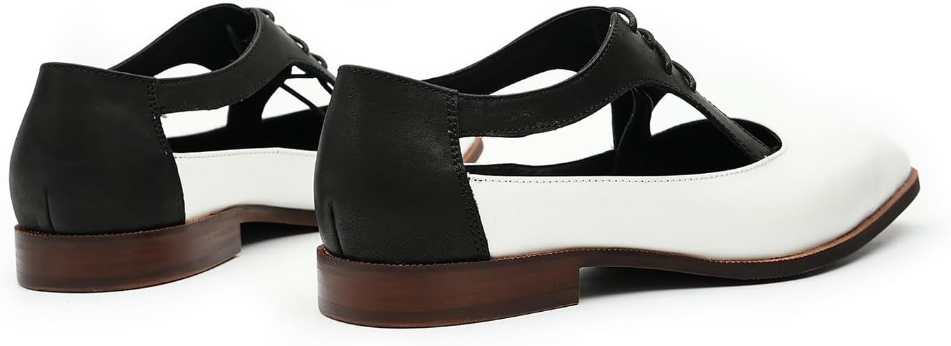 Мужские сандалии Santimon Mens, туфли оксфорды, деловой повседневный стиль, модные дышащие кожаные летние туфли на шнуровке, белый/черный — фото 4