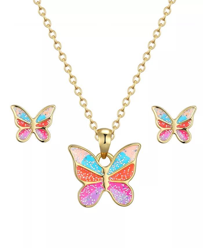 

Комплект из ожерелья и сережек с блестками в виде бабочек для девочек Lily Nily