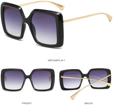 

Большие квадратные солнцезащитные очки с двухцветным градиентом (зеленый и желтый) для женщин, модные солнцезащитные очки UV400 для мужчин в стиле панк MTZJH