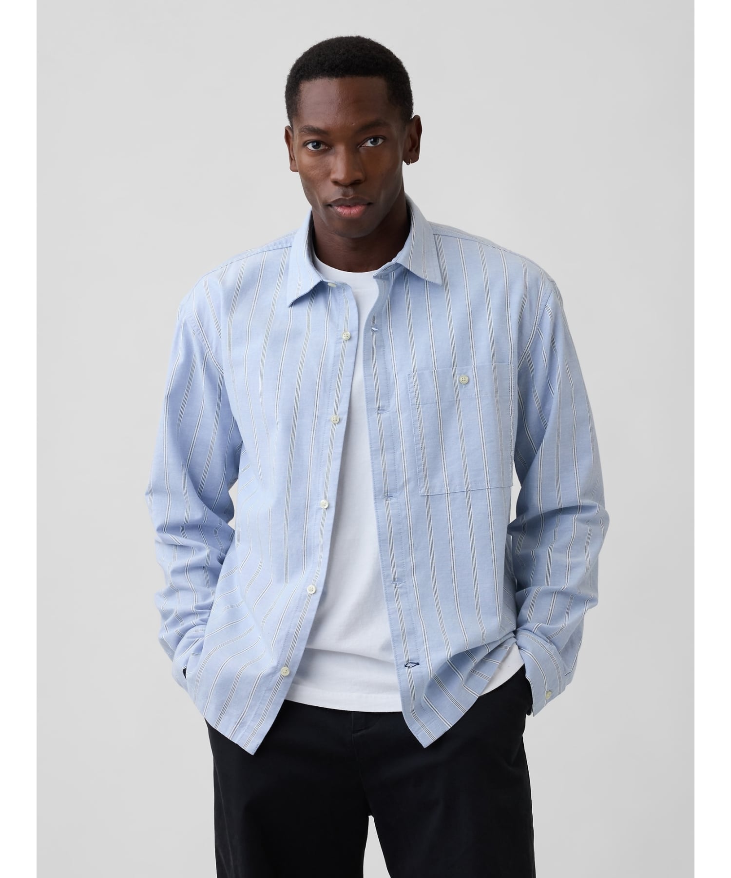 (U) Рубашка Оксфорд свободного кроя GAP, BLUE_OPAL_STRIPE