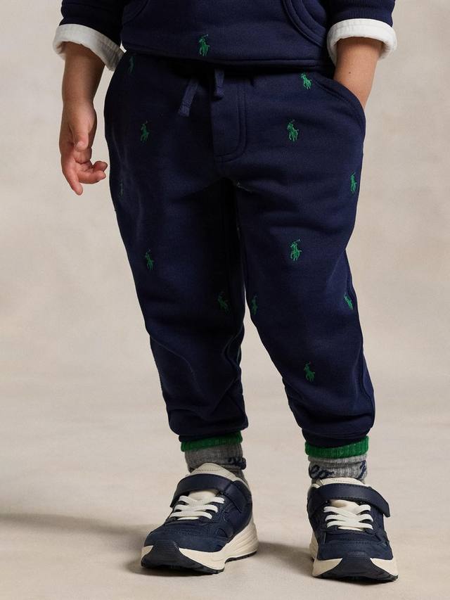 Детские джоггеры Polo Kids из хлопковой смеси с логотипом Ralph Lauren, Refined Navy — фото 2