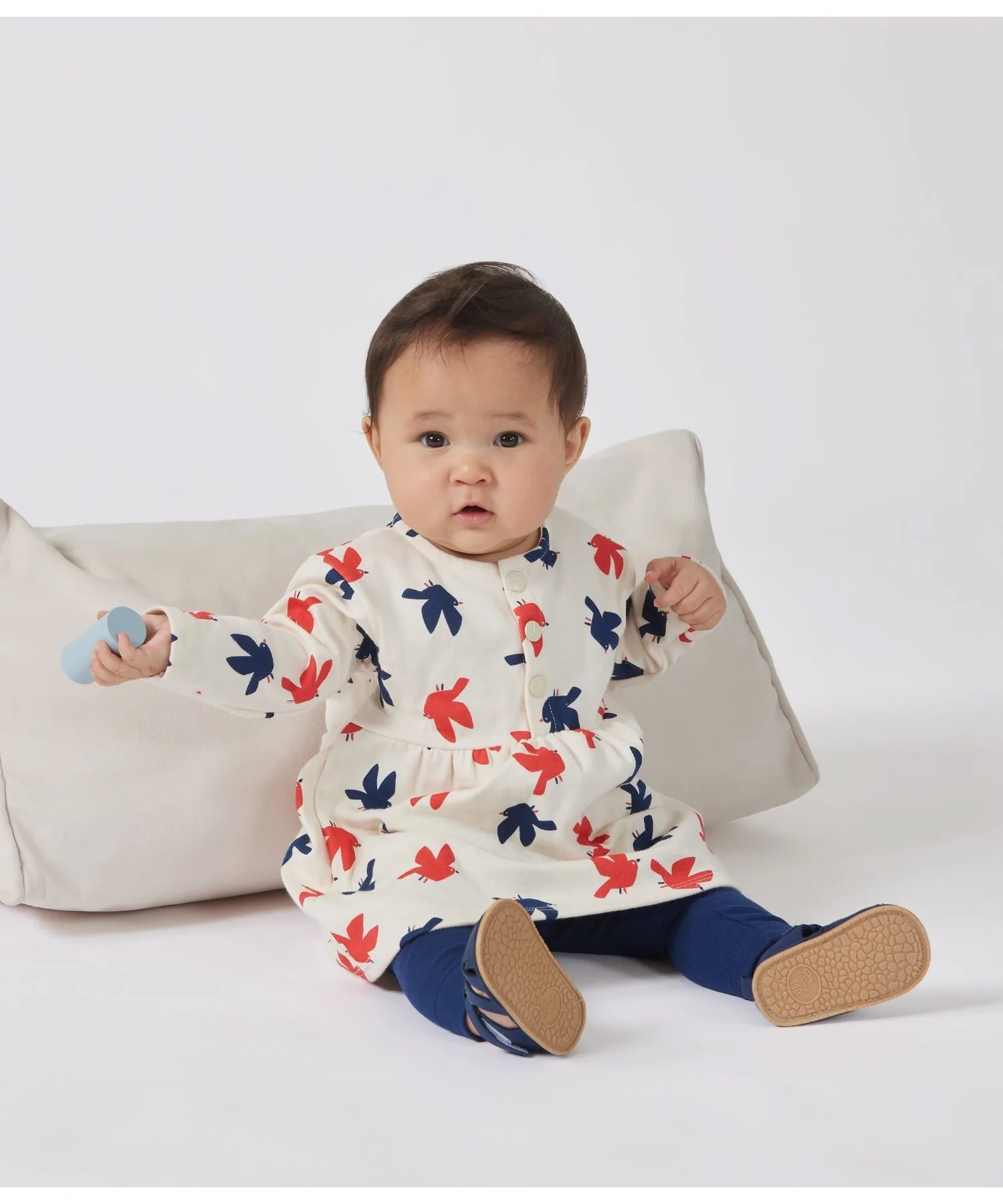Детское платье с леггинсами из 100% хлопка PETIT BATEAU белое