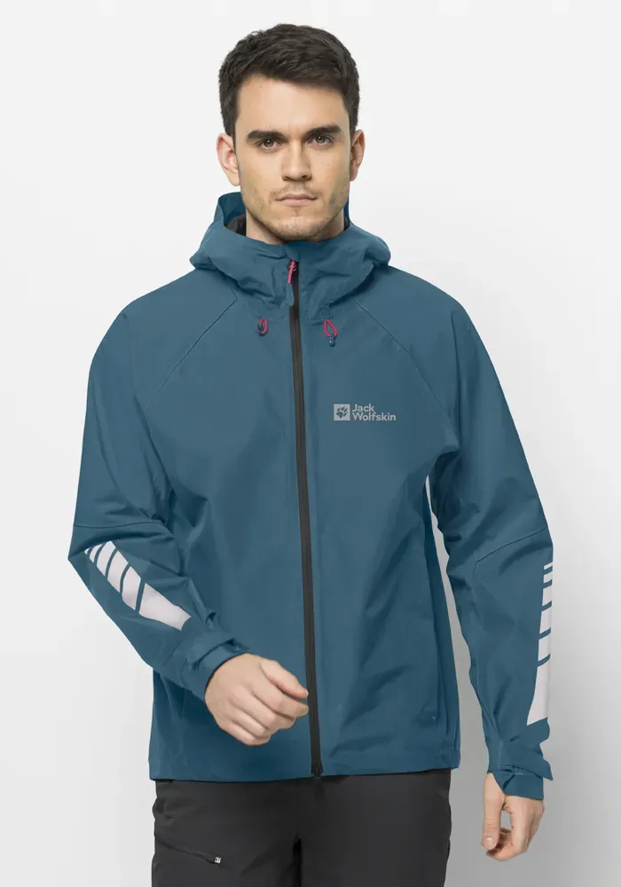 

Велосипедная куртка Jack Wolfskin "MOROBBIA 2L JKT M", с капюшоном, синий