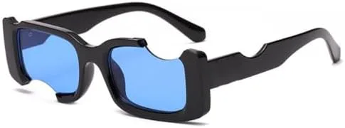 

Солнцезащитные очки в стиле хип-хоп 2026 года, квадратные, для женщин и мужчин, с вырезом, белые, синие, винтажные, с защитой от УФ-излучения MTZJH, Blue