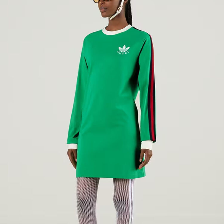Платье Adidas X Gucci с длинными рукавами, зеленый — фото 2