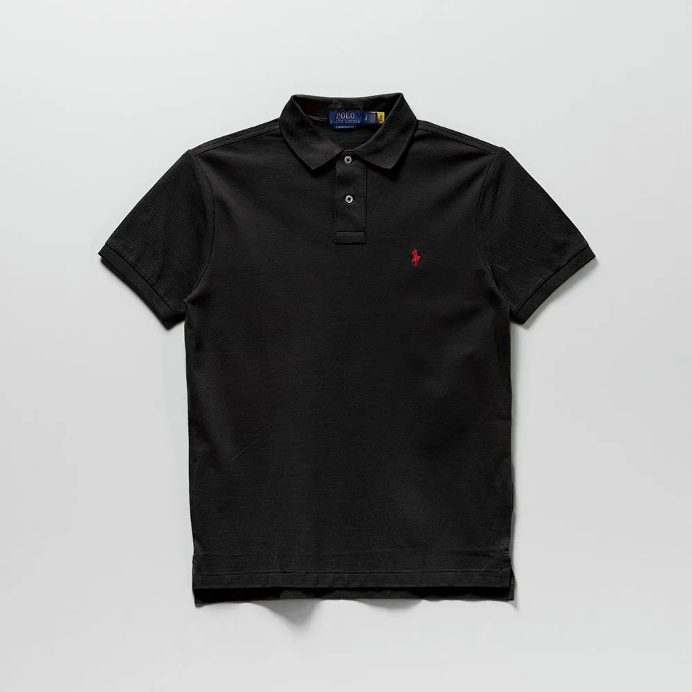 Мужская футболка-поло Polo Ralph Lauren Custom Slim Fit, чёрная
