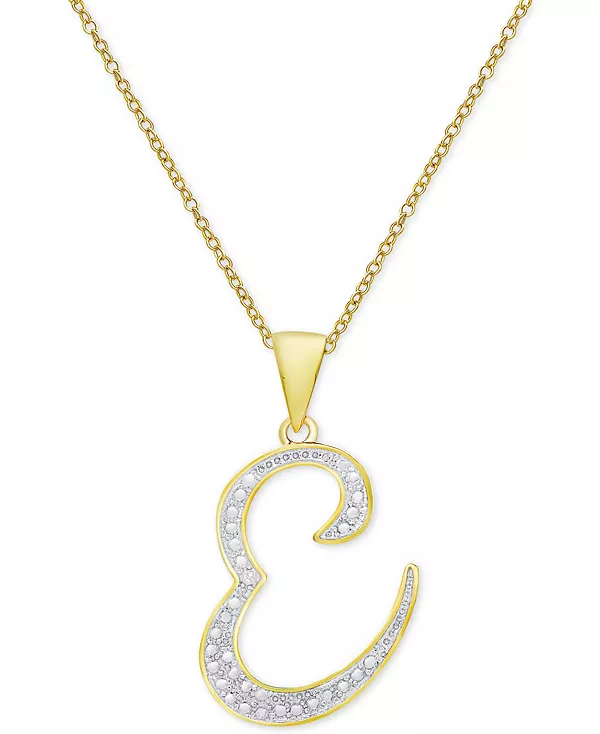 

Ожерелье с кулоном-инициалом в форме бриллианта, 18 дюймов, из серебра, золота и розового золота Macy'S, e/gold