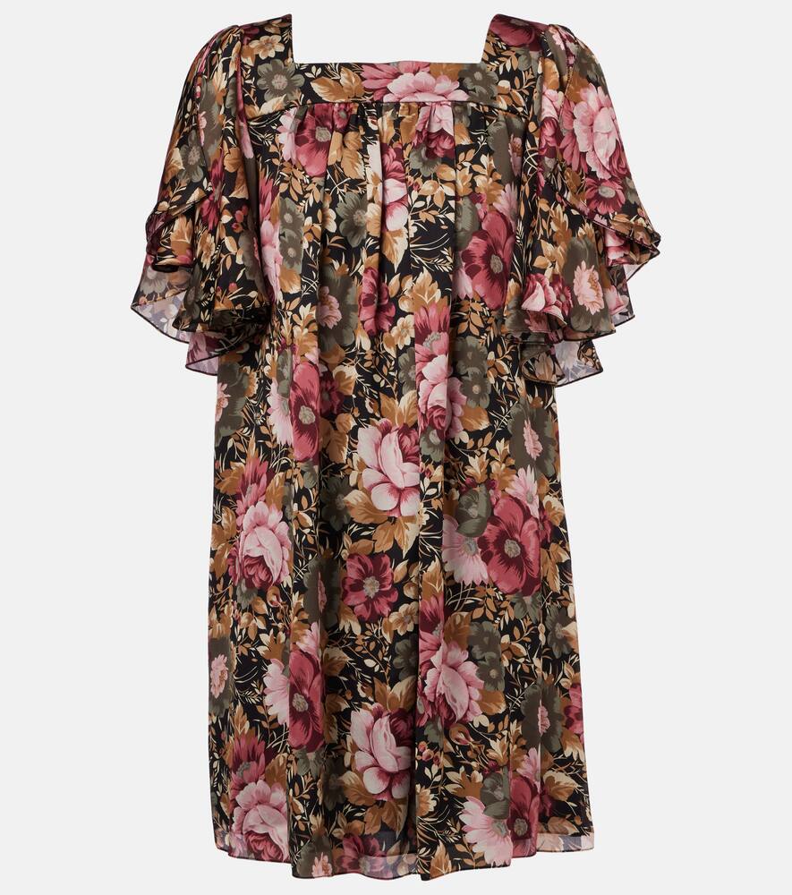 

Шёлковое шифоновое мини-платье с цветочным принтом Chloé, Black