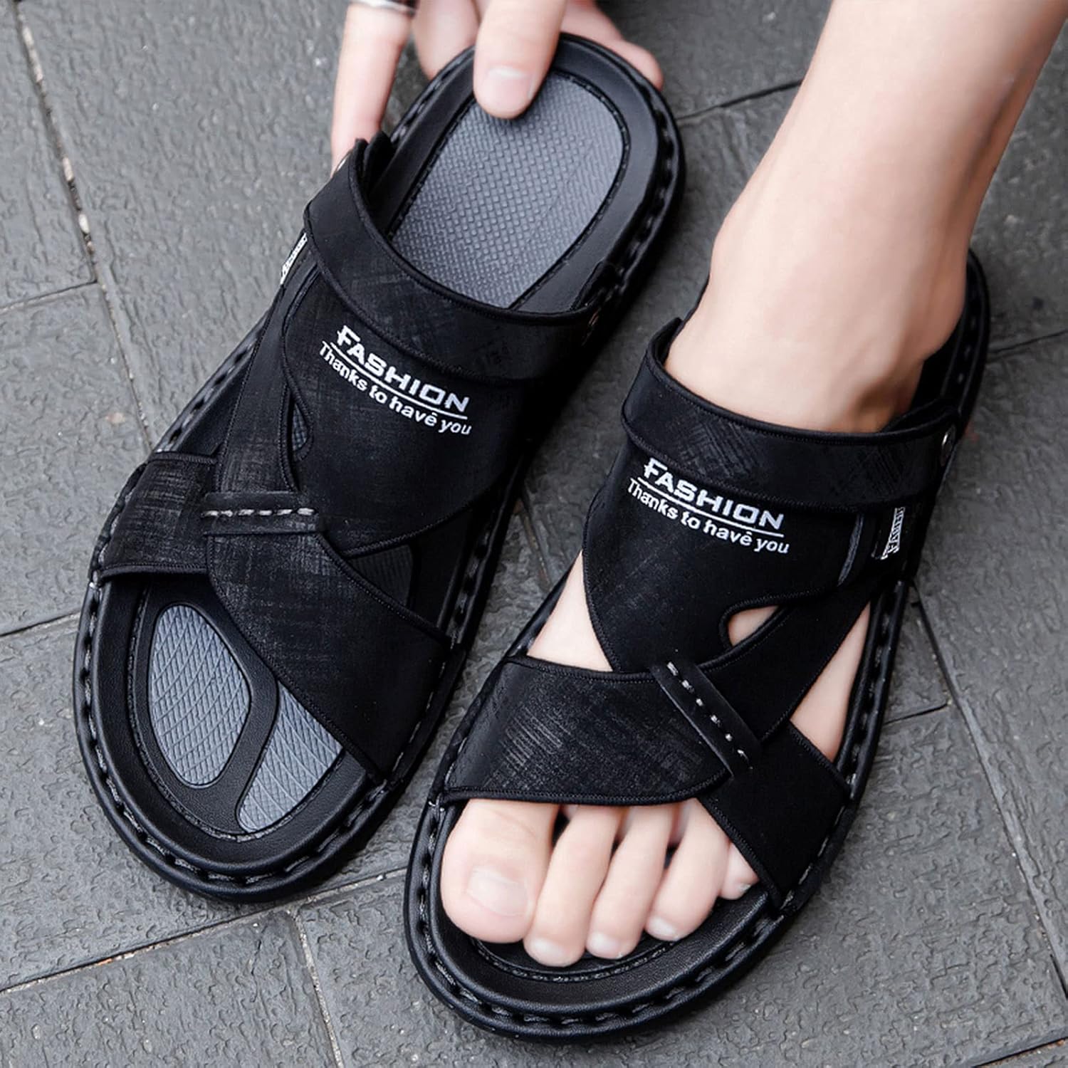 

Мужские пляжные шлепанцы TUCY, кожаные сандалии для мужчин, кожаные пляжные шлепанцы, летние шлепанцы, обувь, шлепанцы для дома и улицы (Цвет: F, Размер: EUR 41), EUR 40 H